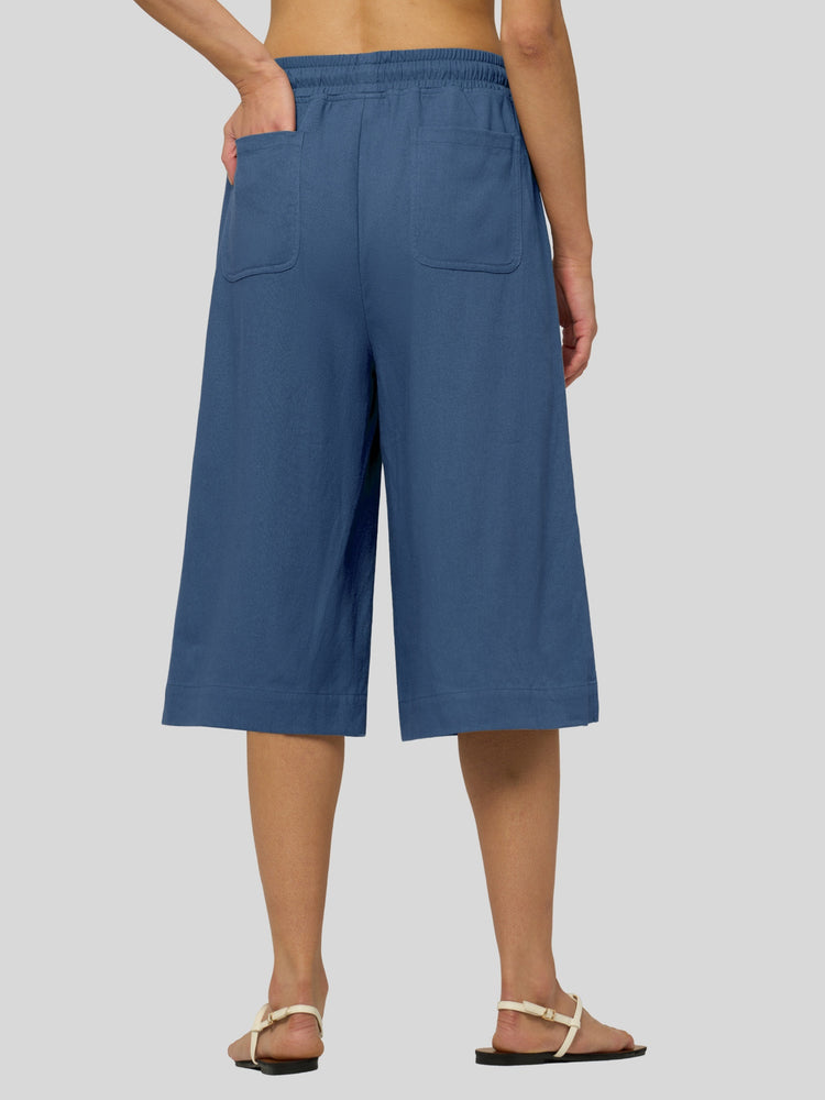 Willit Women's Wide-Leg Linen Capri -