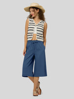 Willit Women's Wide-Leg Linen Capri -