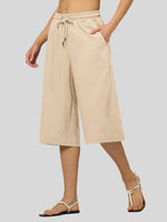 Willit Women's Wide-Leg Linen Capri -