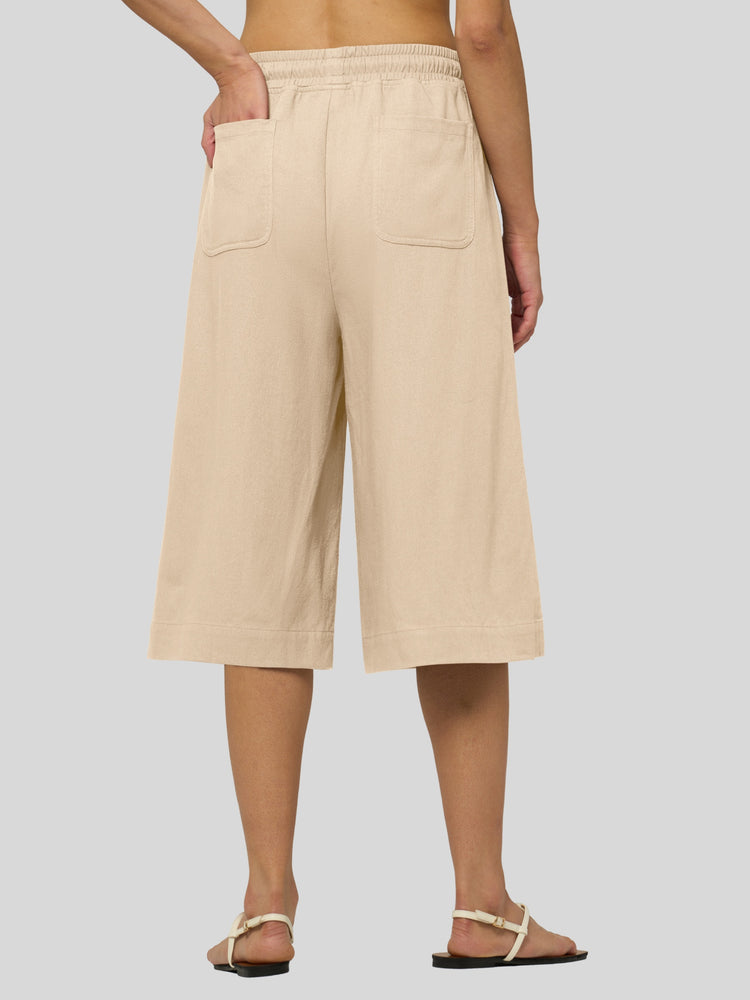 Willit Women's Wide-Leg Linen Capri -