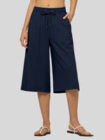 Willit Women's Wide-Leg Linen Capri -