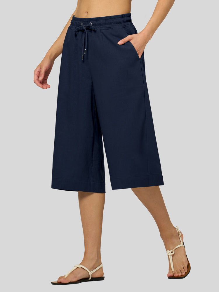 Willit Women's Wide-Leg Linen Capri -