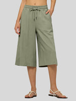 Willit Women's Wide-Leg Linen Capri 