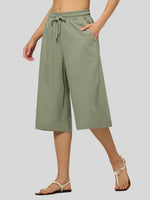 Willit Women's Wide-Leg Linen Capri 