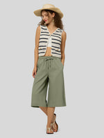 Willit Women's Wide-Leg Linen Capri 