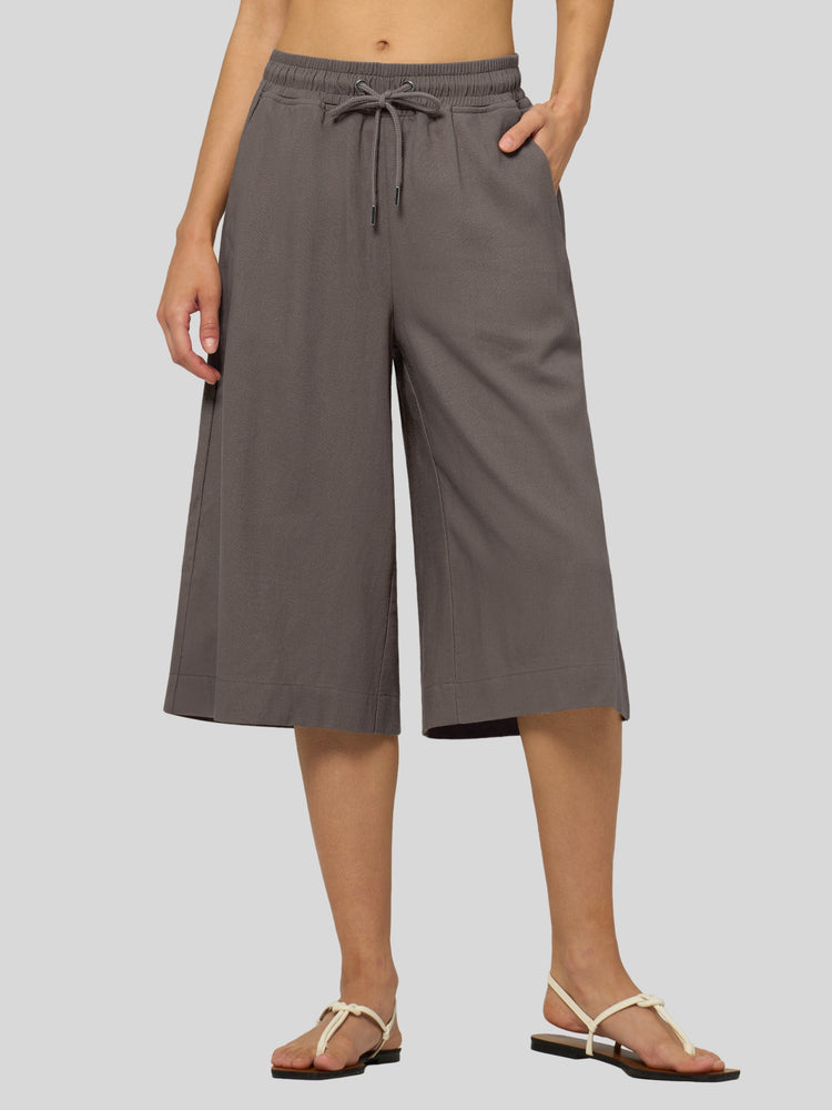Willit Women's Wide-Leg Linen Capri 