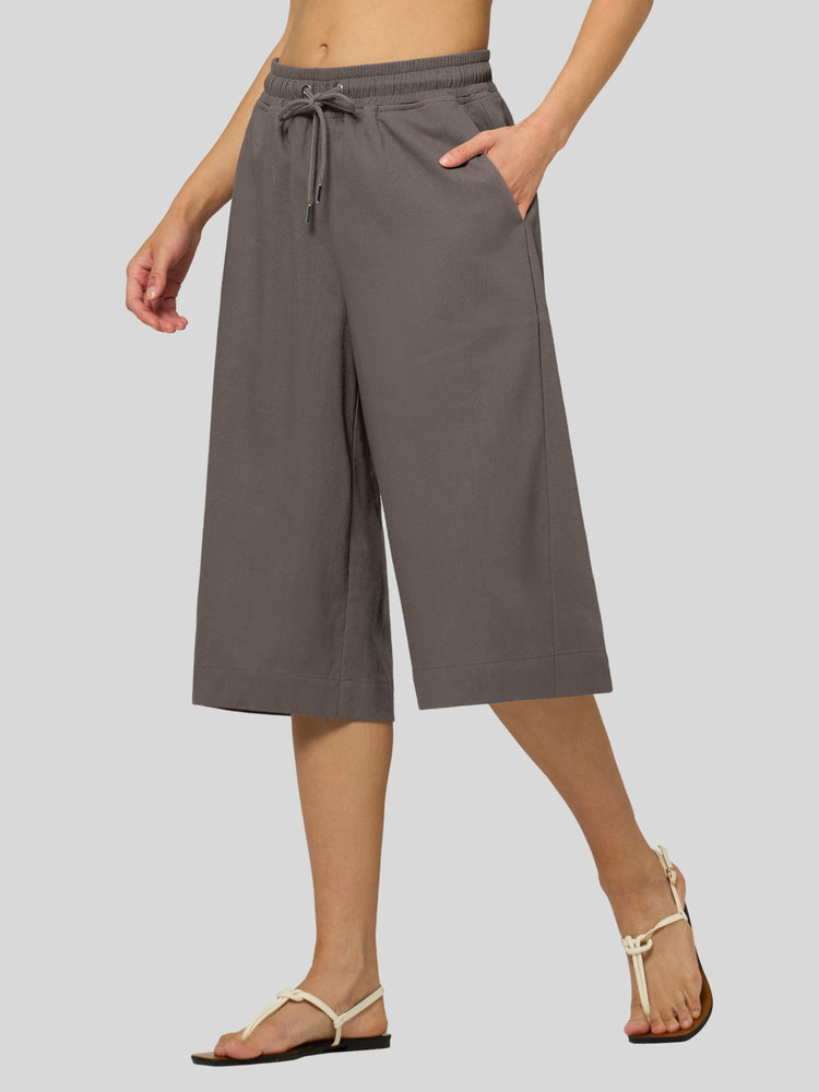Willit Women's Wide-Leg Linen Capri 