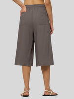 Willit Women's Wide-Leg Linen Capri 