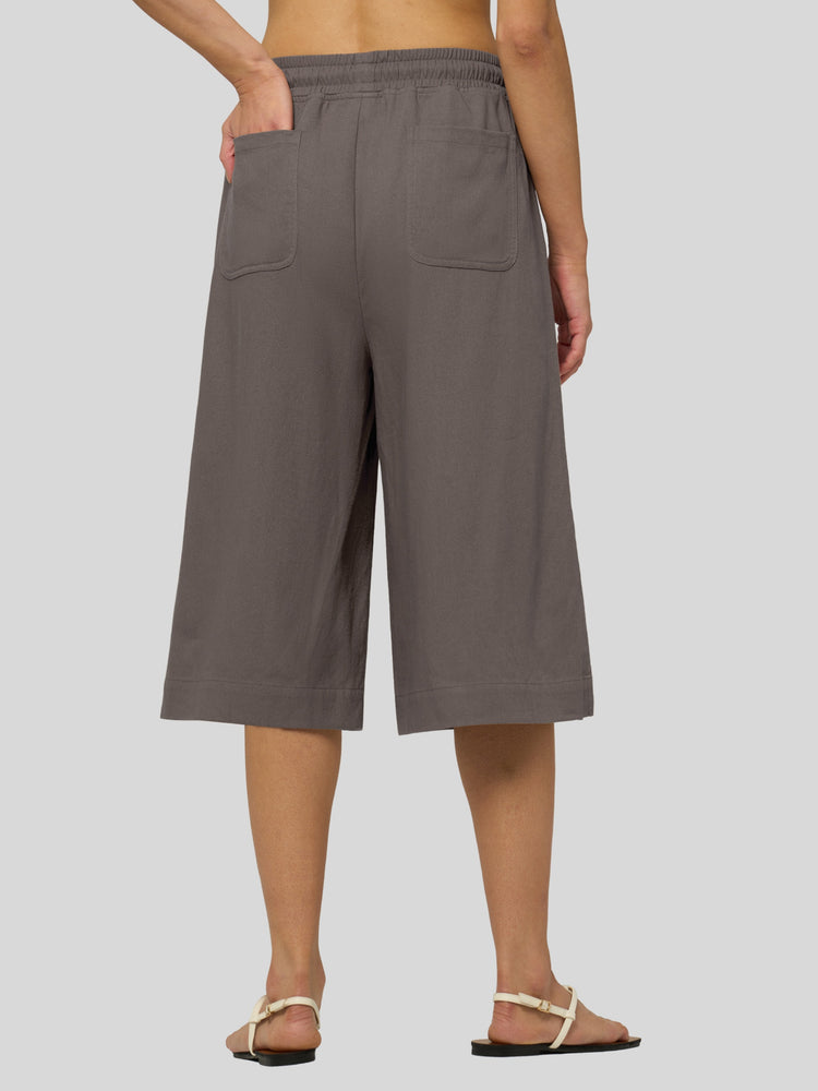 Willit Women's Wide-Leg Linen Capri 