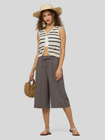 Willit Women's Wide-Leg Linen Capri 