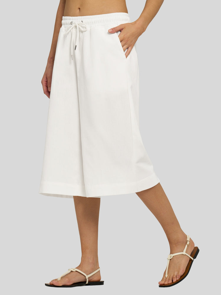 Willit Women's Wide-Leg Linen Capri 