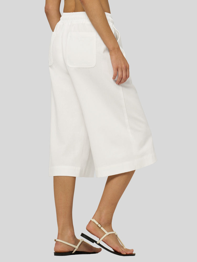 Willit Women's Wide-Leg Linen Capri 