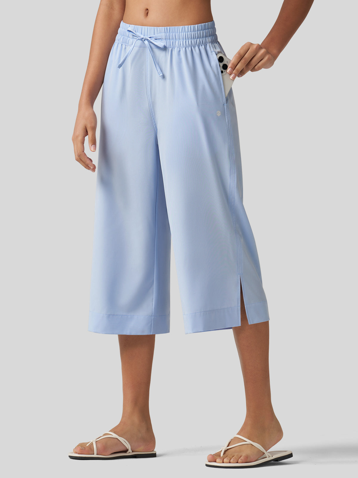 Willit Women's Woven Wide Leg Capris - 
