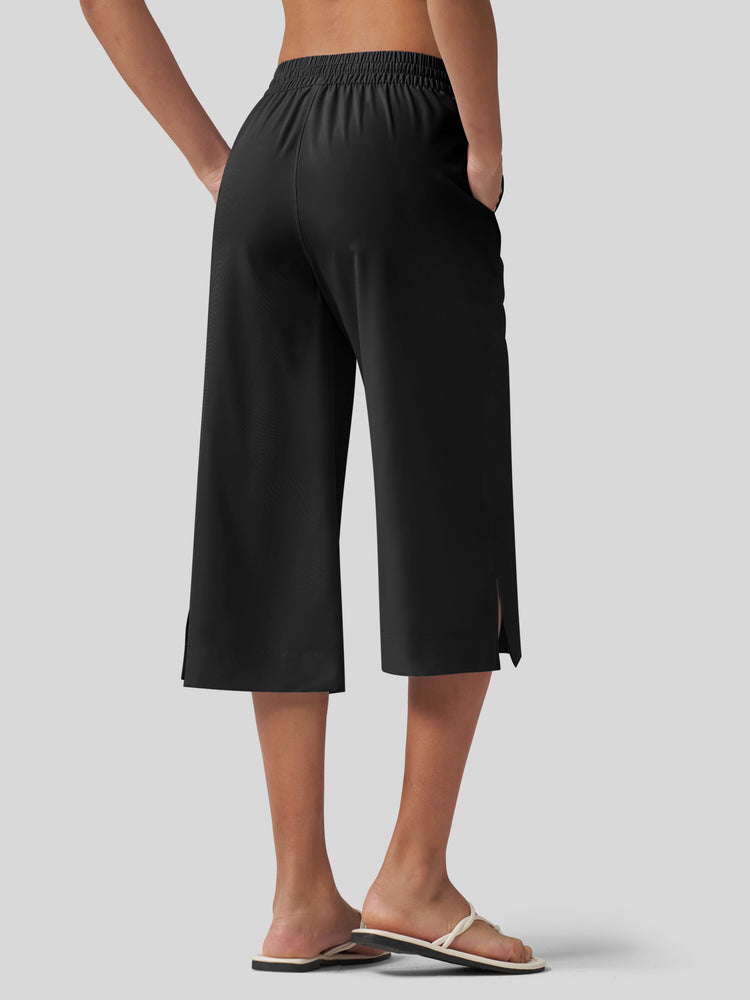 Willit Women's Woven Wide Leg Capris - 