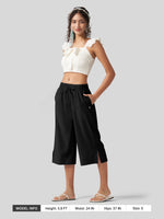 Willit Women's Woven Wide Leg Capris - 