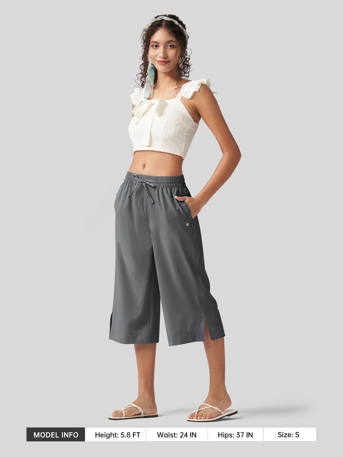 Willit Women's Woven Wide Leg Capris -