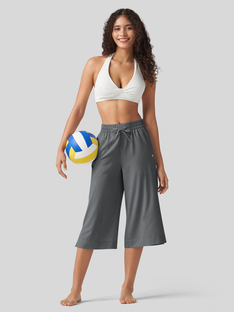 Willit Women's Woven Wide Leg Capris -