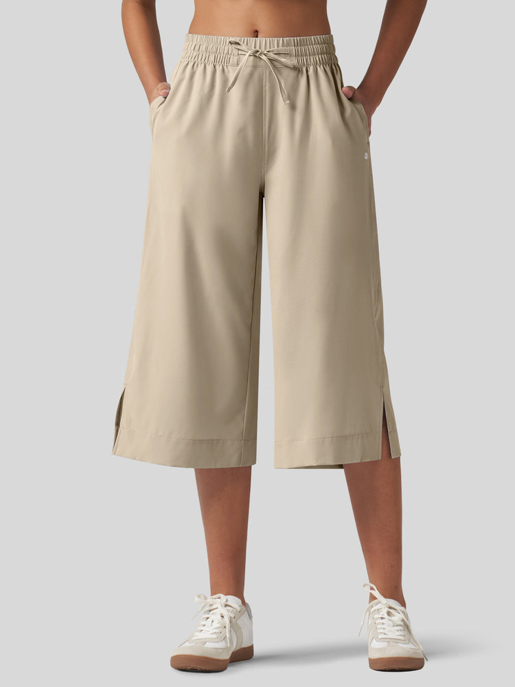 Willit Women's Woven Wide Leg Capris -