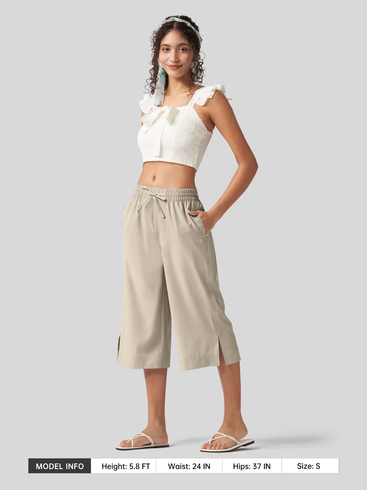 Willit Women's Woven Wide Leg Capris -