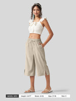 Willit Women's Woven Wide Leg Capris -