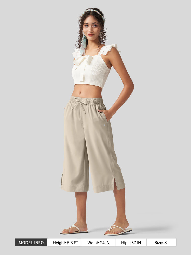 Willit Women's Woven Wide Leg Capris -