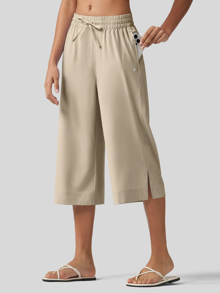 Willit Women's Woven Wide Leg Capris -