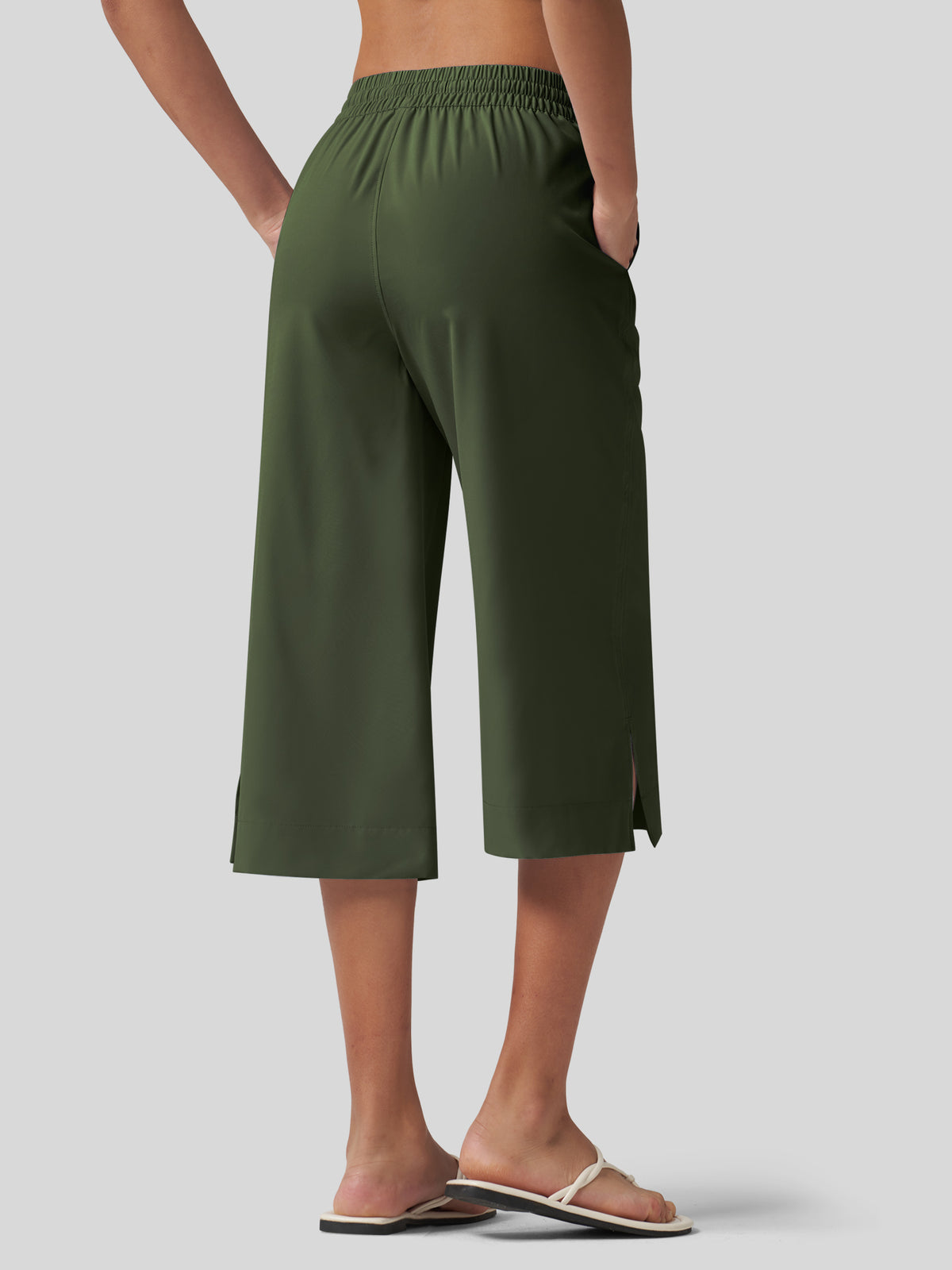 Willit Women's Woven Wide Leg Capris 