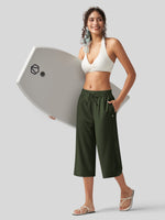 Willit Women's Woven Wide Leg Capris 