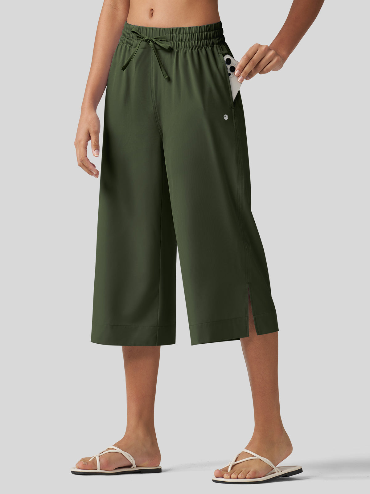 Willit Women's Woven Wide Leg Capris 