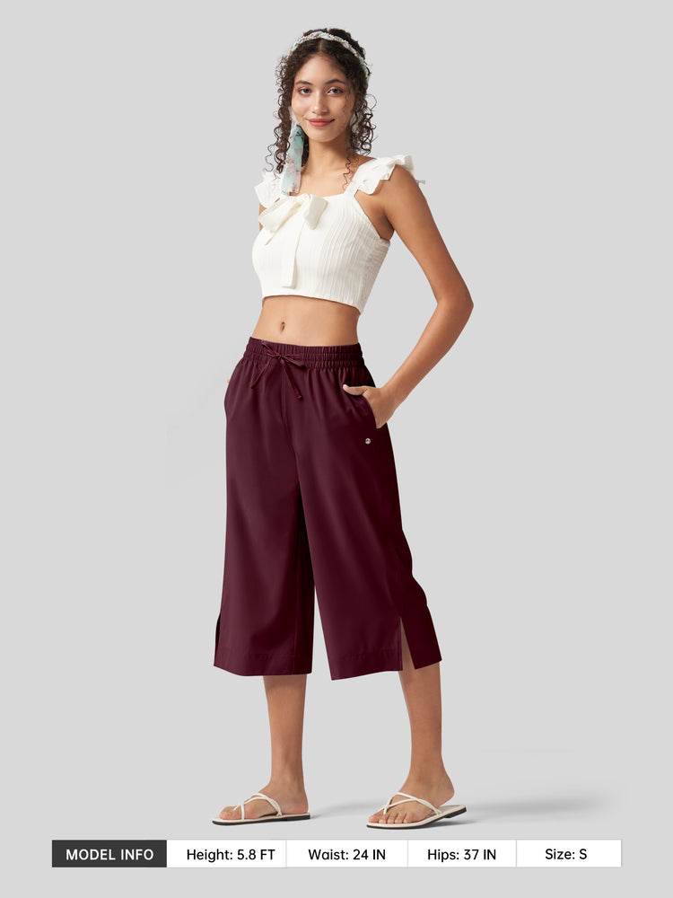 Willit Women's Woven Wide Leg Capris  