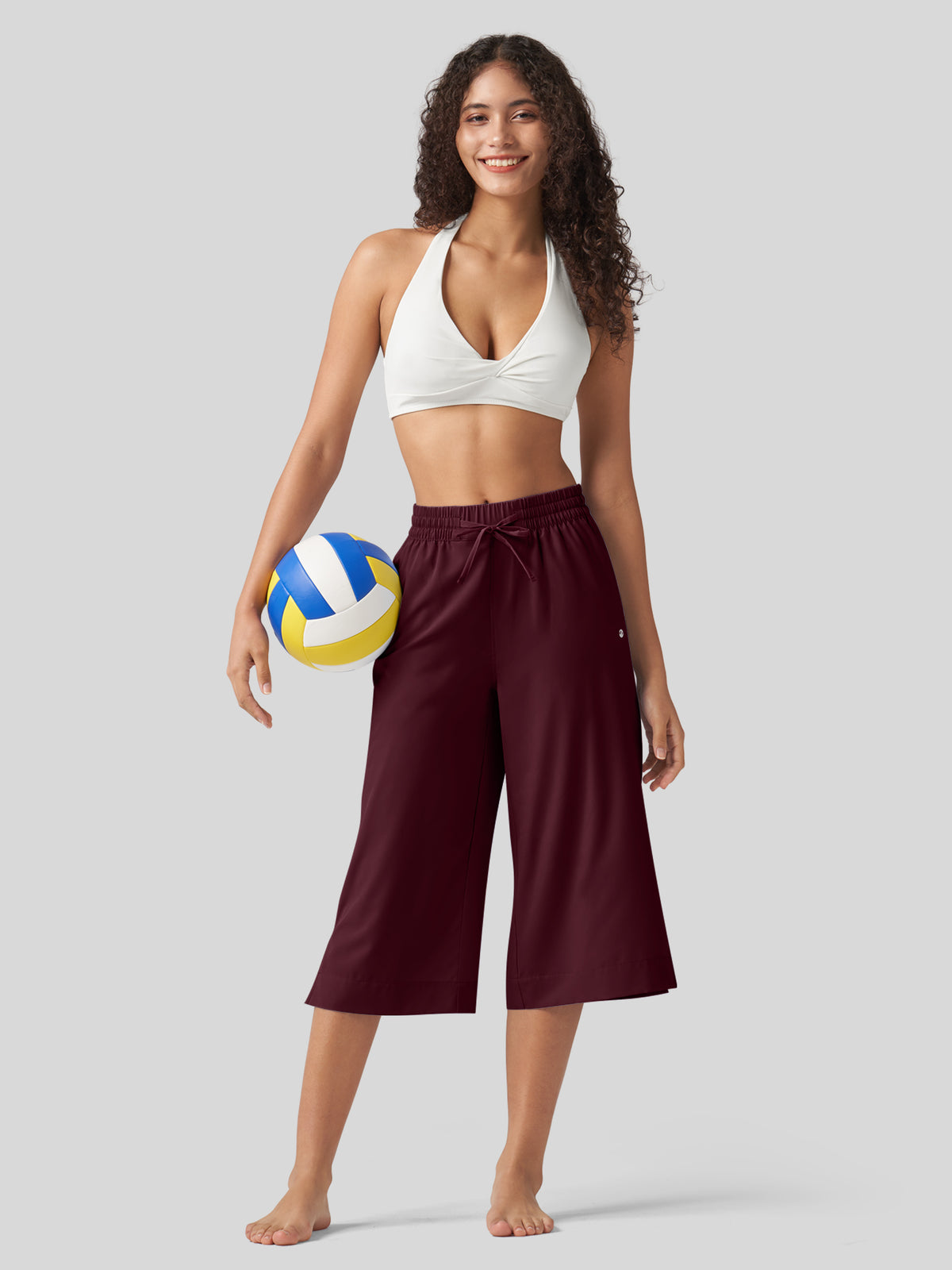 Willit Women's Woven Wide Leg Capris  