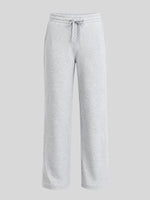 Women's heather gray straight-leg sweatpants with an elastic waistband and drawstring 
