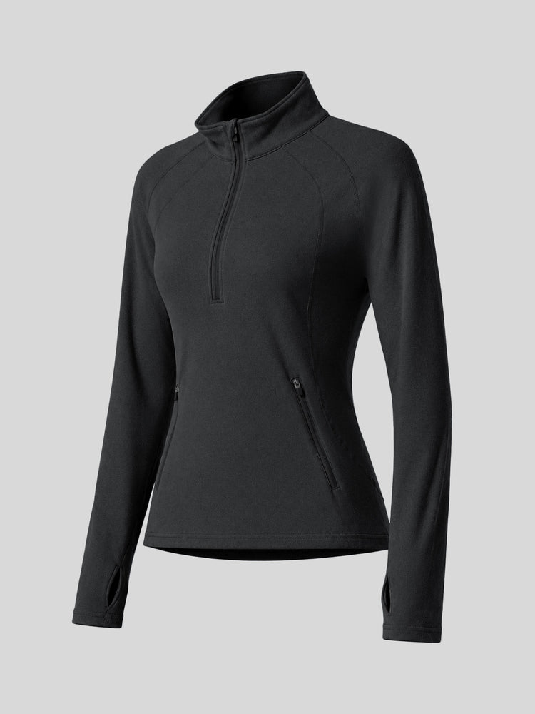 Willit Women's Fleece Half-Zip Pullover Sweatshirt Mid-layer 3D-view 