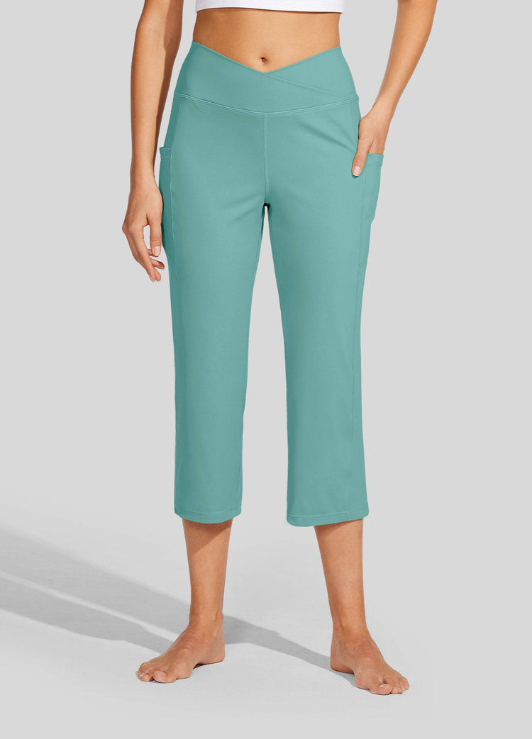 Willit Women's Crossover Yoga Capris 