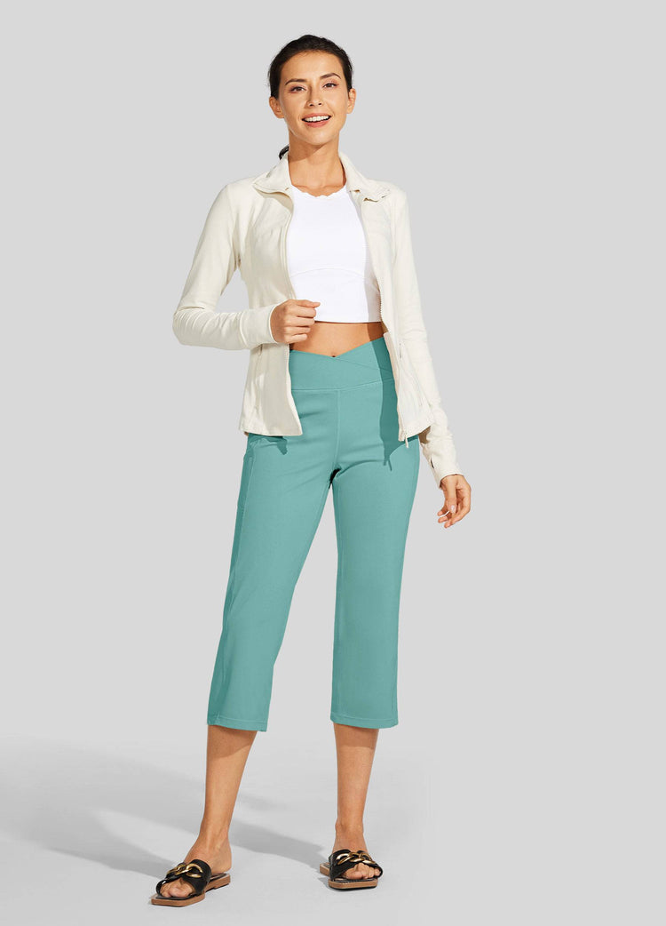 Willit Women's Crossover Yoga Capris 