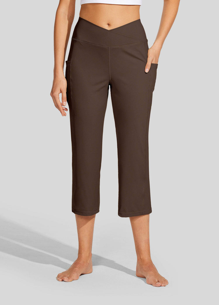 Willit Women's Crossover Yoga Capris 