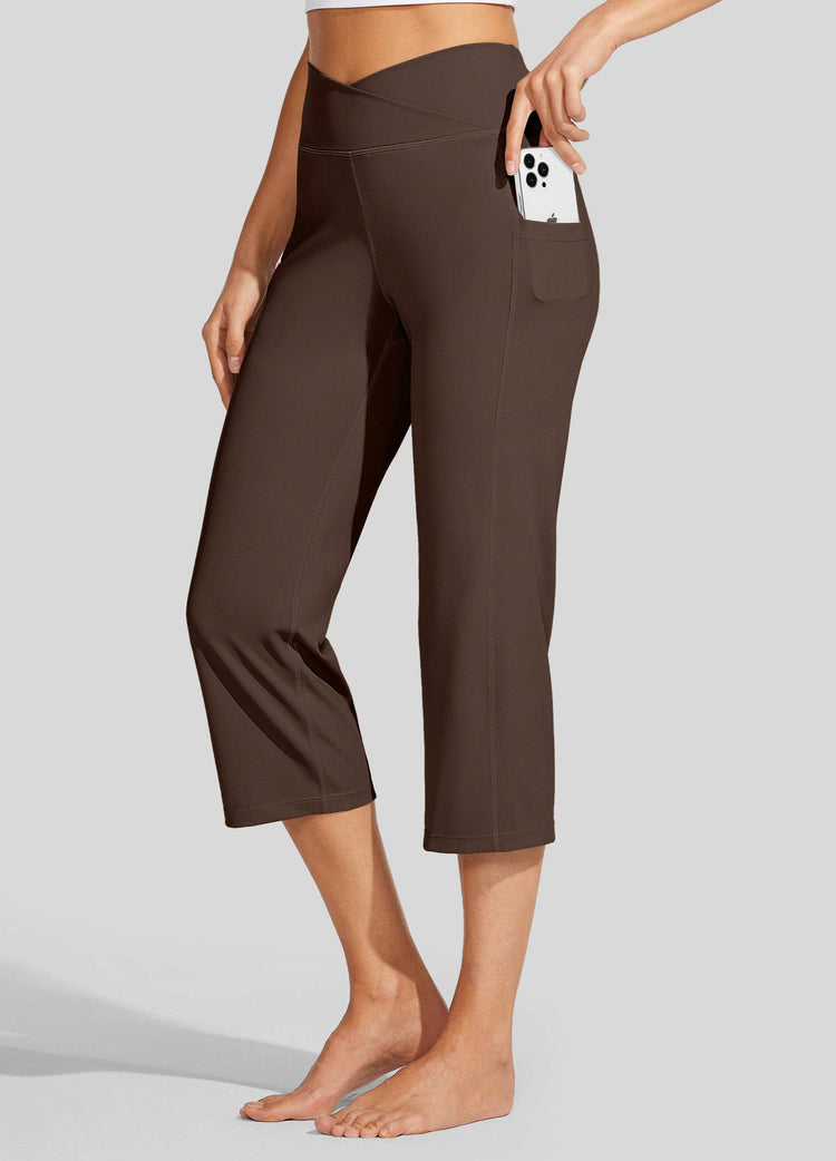 Willit Women's Crossover Yoga Capris 