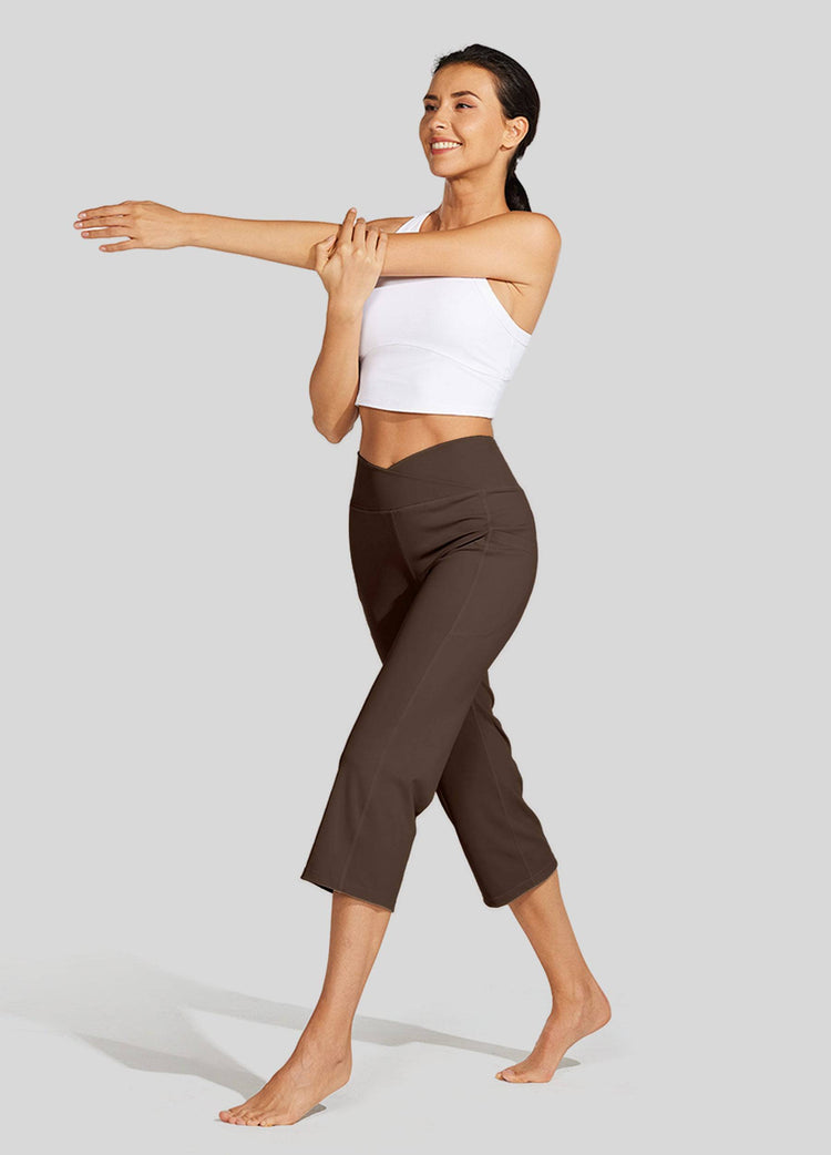 Willit Women's Crossover Yoga Capris 