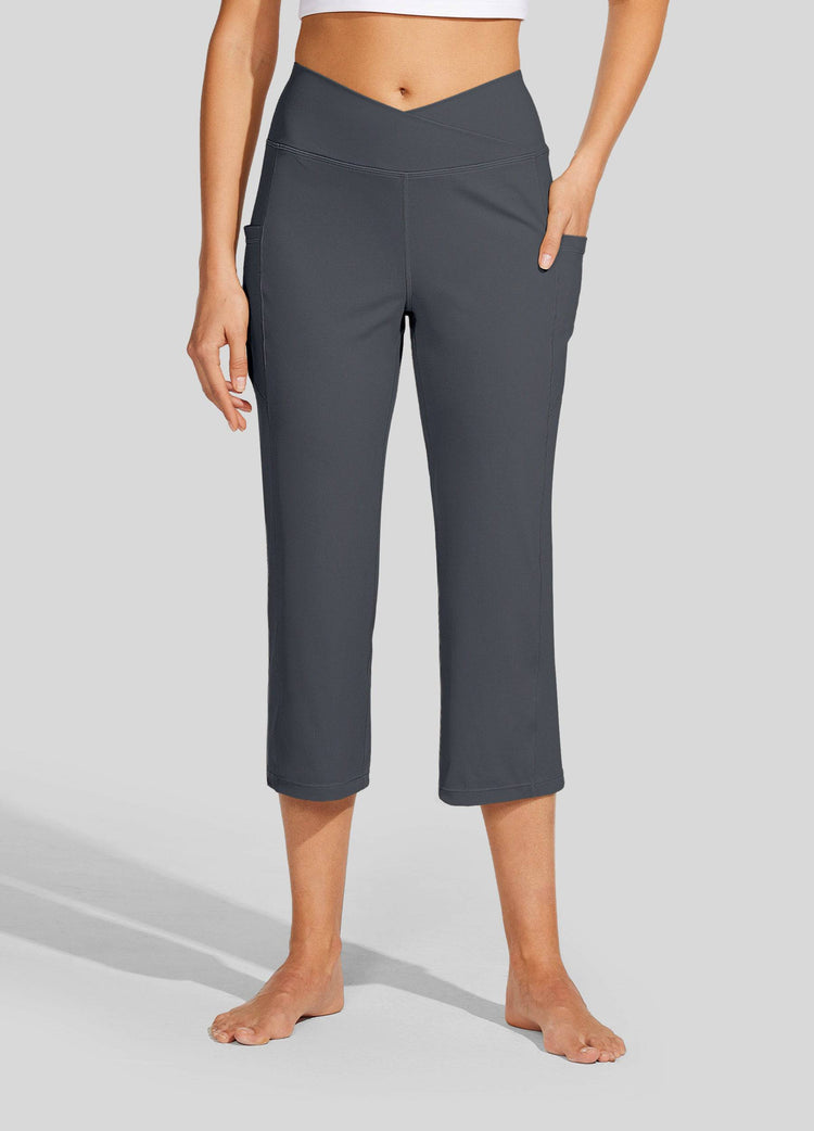 Willit Women's Crossover Yoga Capris 