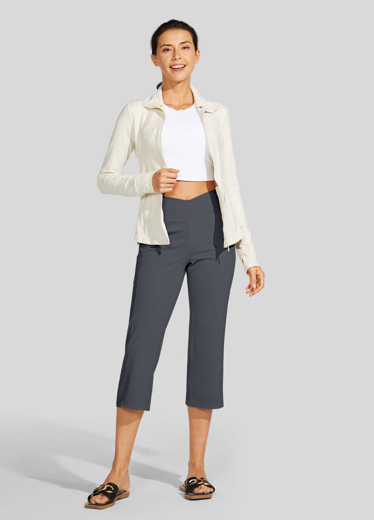 Willit Women's Crossover Yoga Capris 