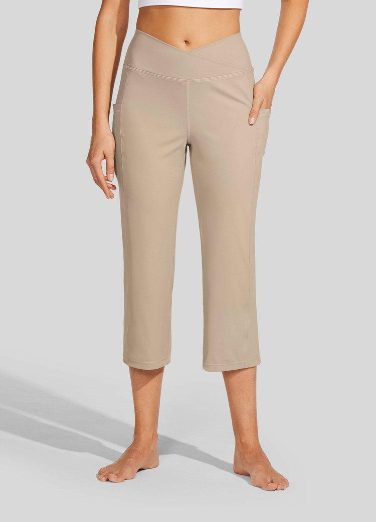 Willit Women's Crossover Yoga Capris 