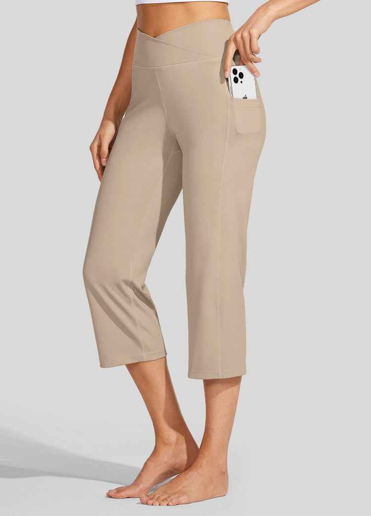 Willit Women's Crossover Yoga Capris 