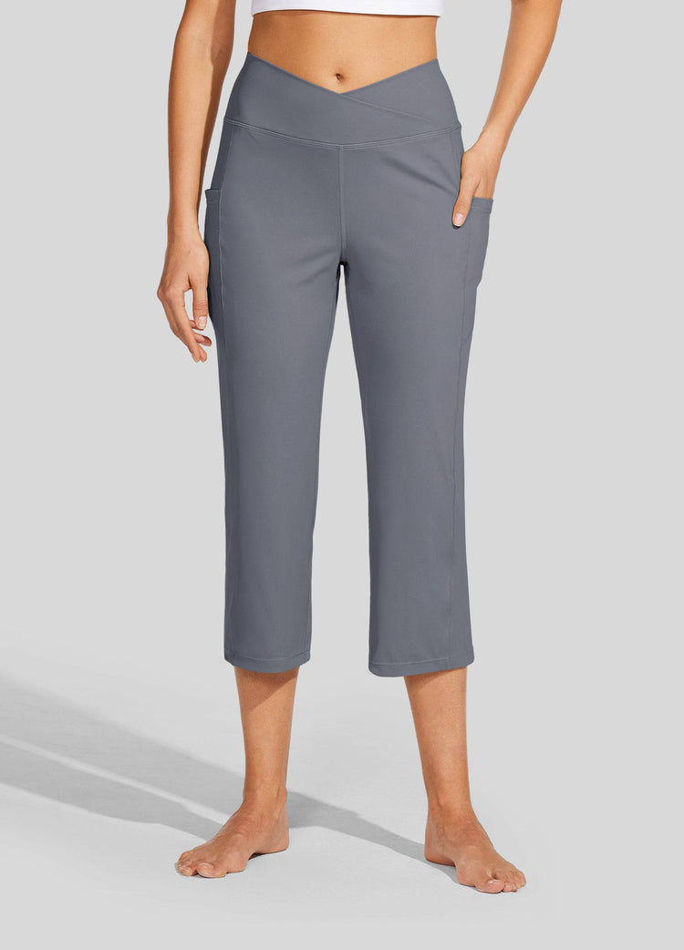 Willit Women's Crossover Yoga Capris 
