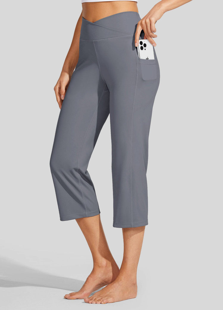 Willit Women's Crossover Yoga Capris 