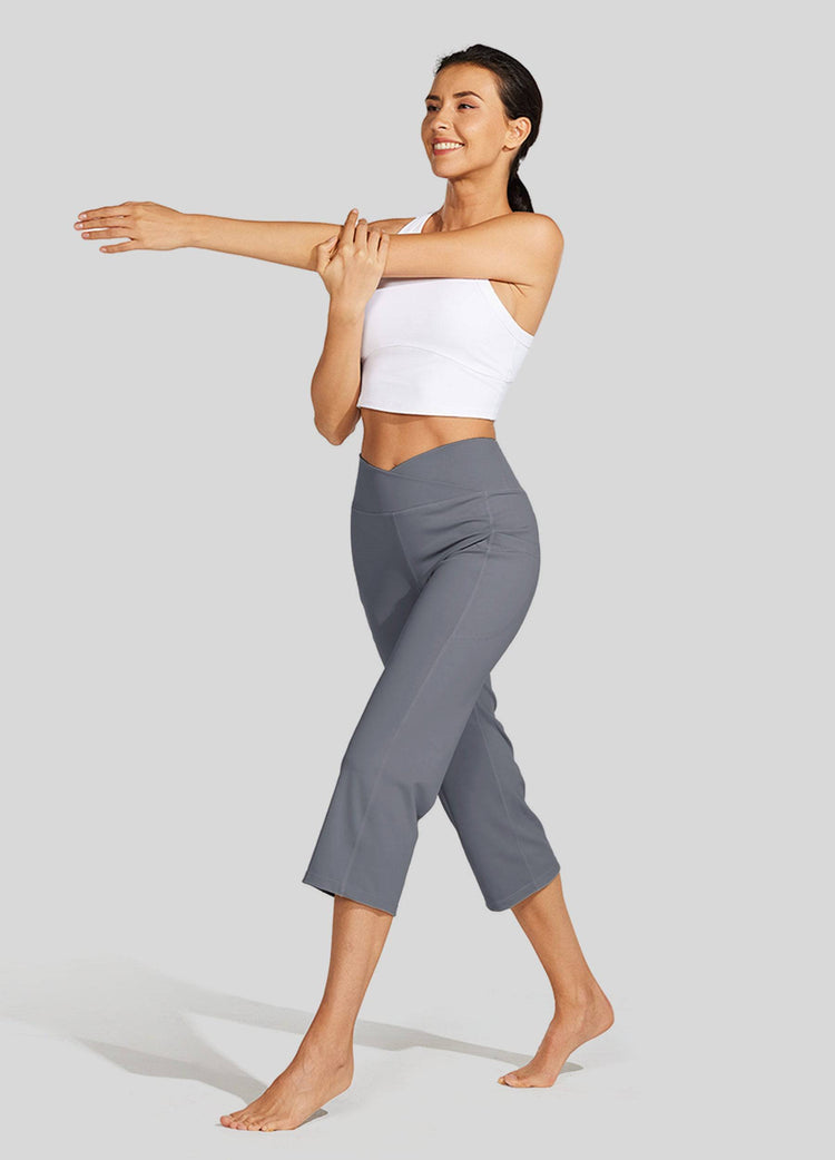 Willit Women's Crossover Yoga Capris 