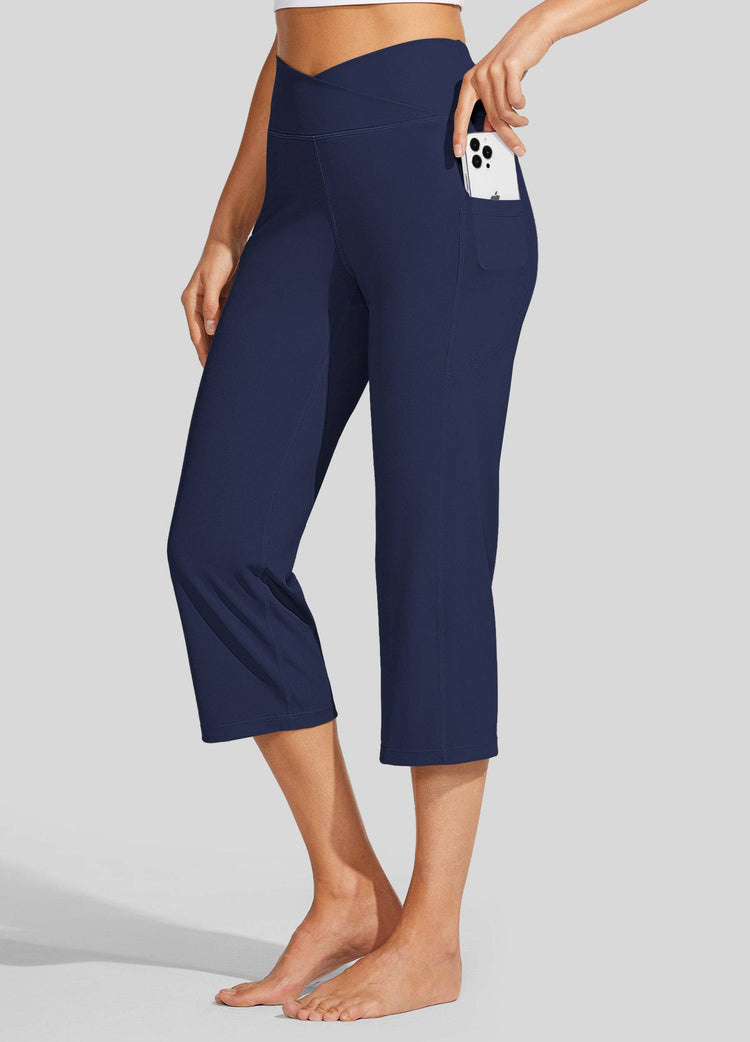 Willit Women's Crossover Yoga Capris 