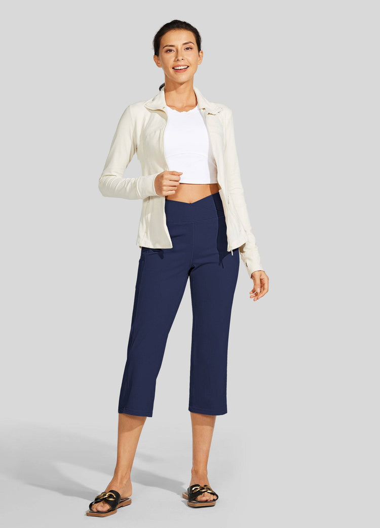 Willit Women's Crossover Yoga Capris 