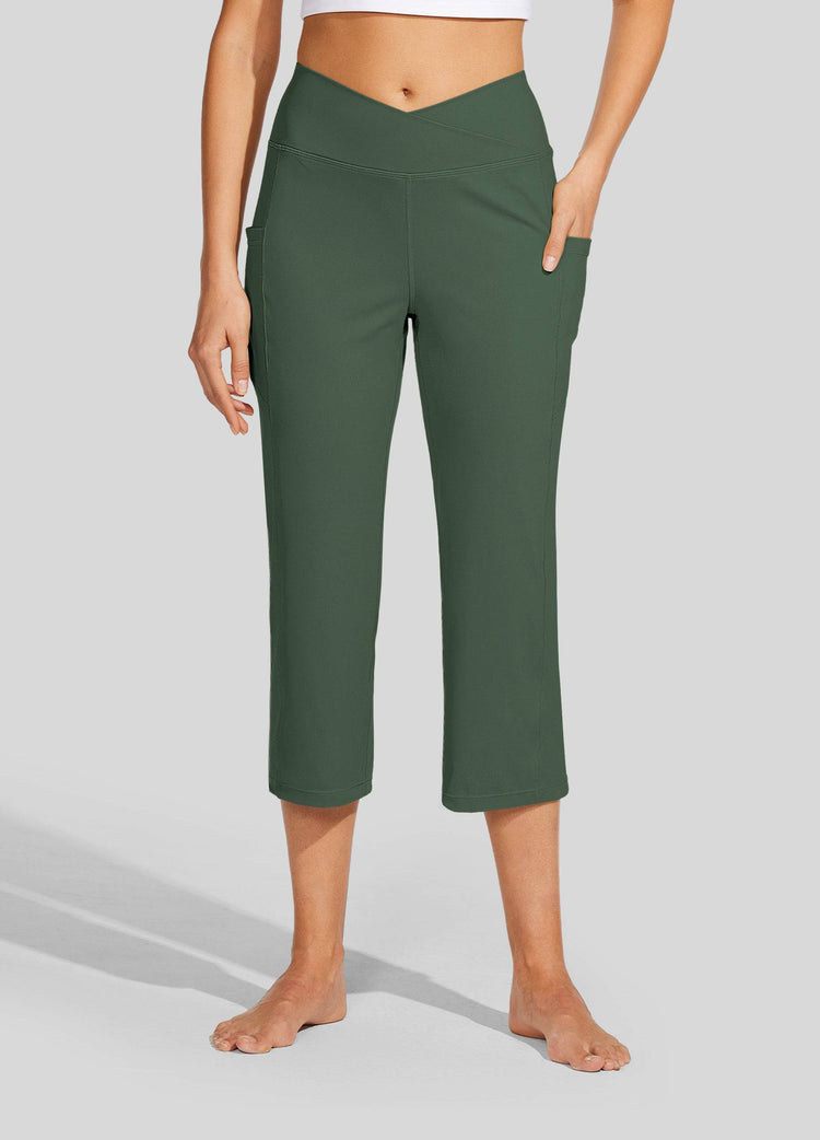 Willit Women's Crossover Yoga Capris 