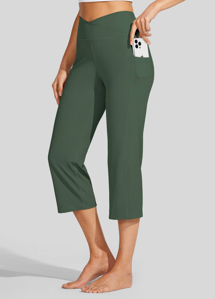 Willit Women's Crossover Yoga Capris 
