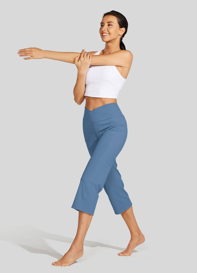 Willit Women's Crossover Yoga Capris 